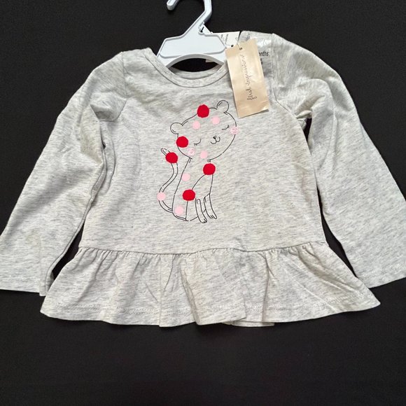 FIRST IMPRESSIONS GIRLS LIGHT GREY CAT LOGO TOP - Picture 2 of 5